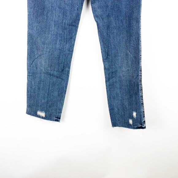 Free People 29 Womens Distressed Button-fly Released Hem Straight Denim Jeans - Picture 4 of 8